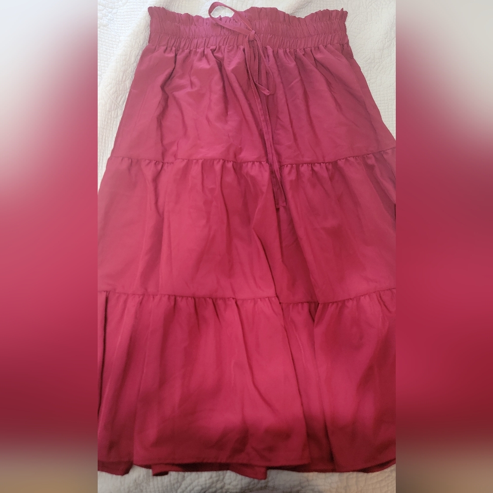 Burgundy Tiered Skirt